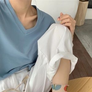 Blue Short-Sleeve Cropped T-Shirt